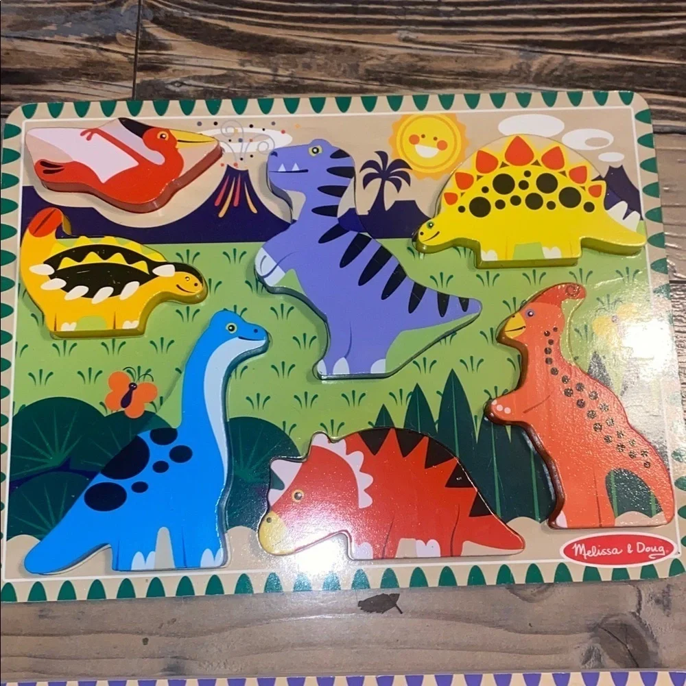 Melissa & Doug Colorful dinosaur and animals wooden puzzle lot